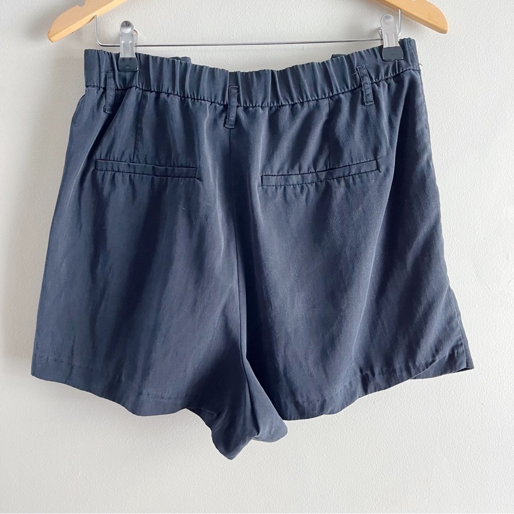 Zara High Waisted Paperbag Shorts in Black/Charcoal Grey, Size Large - Picture 8 of 8